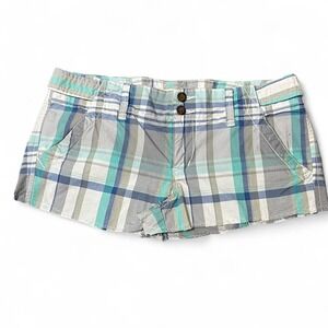 Grey and blue plaid mini skirt
